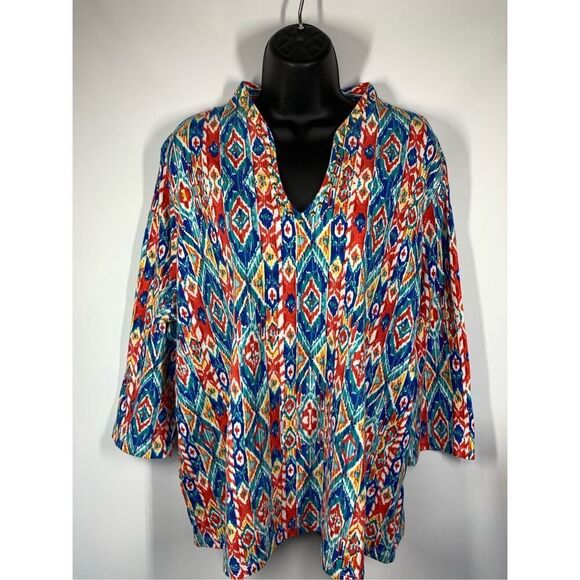 Ruby Rd. Woman 3/4 Sleeve V Neck T Shirt Size 1X - Picture 1 of 6